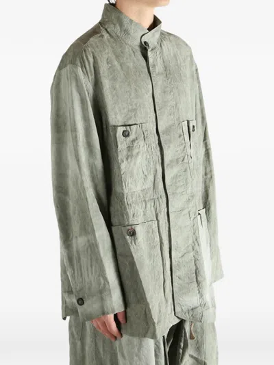 Ziggy Chen Crinkled Patch-pocket Jacket In Green