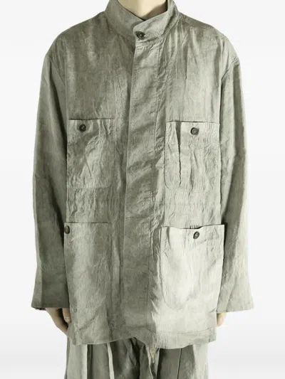 Ziggy Chen Crinkled Patch-pocket Jacket In Green