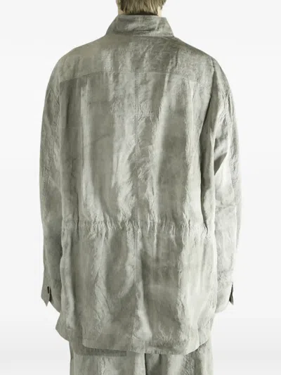 Ziggy Chen Crinkled Patch-pocket Jacket In Green