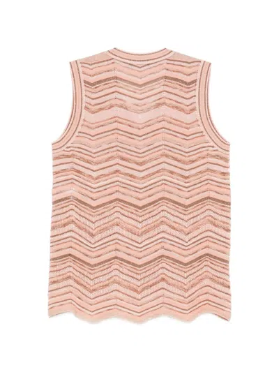 D Exterior Chevron-knit Metallic-thread Top In Multi