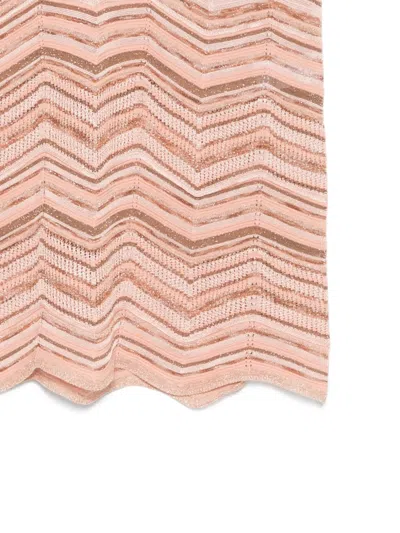 D Exterior Chevron-knit Metallic-thread Top In Multi