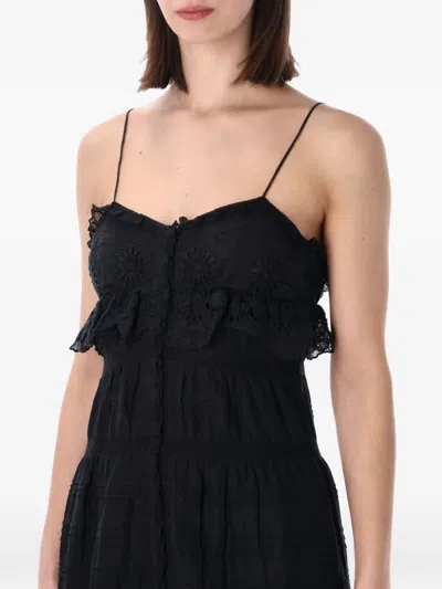 Isabel Marant Étoile Paule Long Floral Cotton And Lace Dress In Black