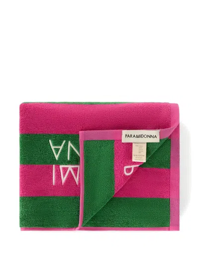 Paramidonna Medium Logo-print Striped Beach Towel In White