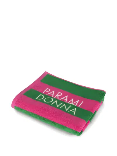 Paramidonna Medium Logo-print Striped Beach Towel In White