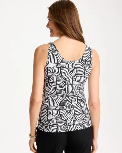Chico's Printed Microfiber Tank In Black In Black