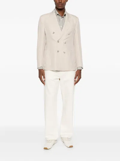 Eleventy Double-breasted Jacket In Neutral