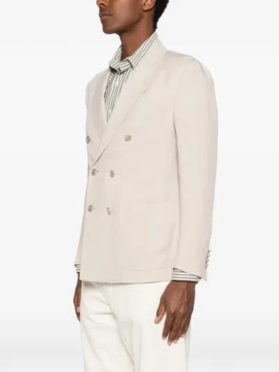 Eleventy Double-breasted Jacket In Neutral