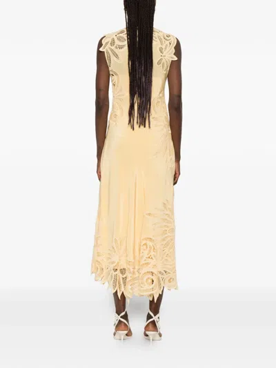 Ulla Johnson Idra Embroidered Silk Crepe De Chine Maxi Dress In Yellow