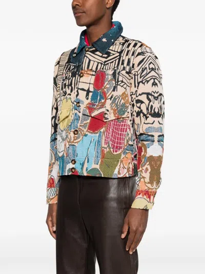 Kidsuper Patterned Button Shirt Jacket In Neutral