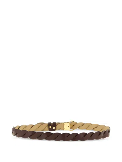 Fendi Multicolor Ff Braided Adjustable Belt In Brown