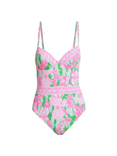 Lilly Pulitzer Palma One Piece Swimsuit In Putting Green Hannah Golf In Multi