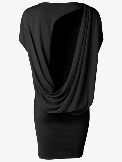 Jacquemus Mistral Back Draped Short Sleeve Dress In Black