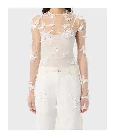 Blumarine Embroidered-inserts Blouse In White