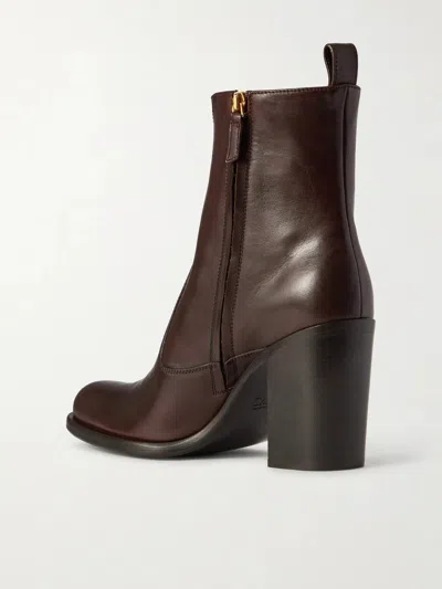 Chloé Zippered Ankle Boots In Brown