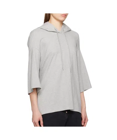 Pushbutton Hooded T-shirt In Gray