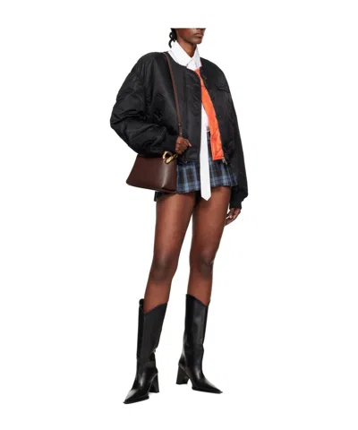 Pushbutton Logo-patterned Quilted Bomber Jacket In Black