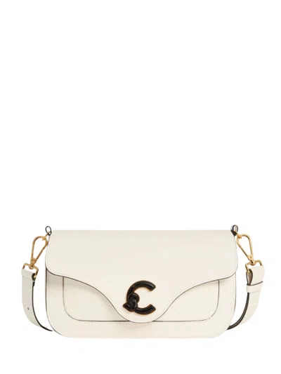 Coccinelle Shoulder Bag Structured Design Detachable Strap In White
