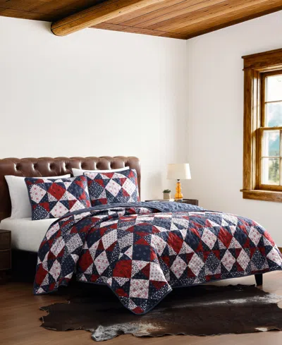 Wrangler Rodeo Patchwork Reversible Quilt Set In Blue