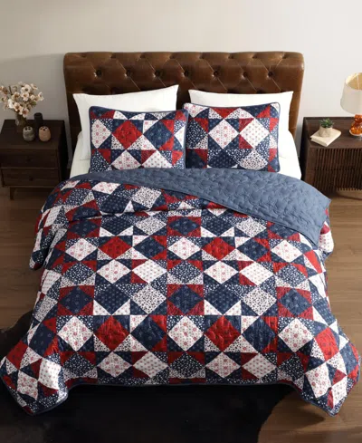 Wrangler Rodeo Patchwork Reversible Quilt Set In Blue