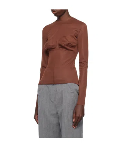 Pushbutton Dummy Shaped Mesh Top In Brown