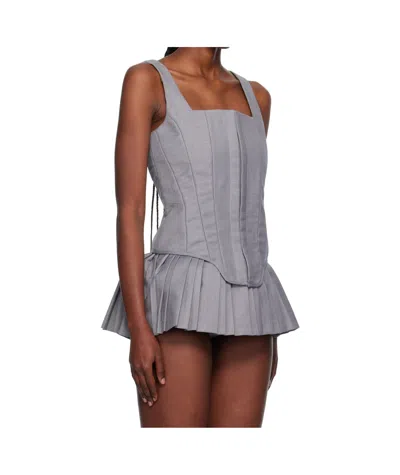 Pushbutton Gray Sleeveless Bustier Top In Gray