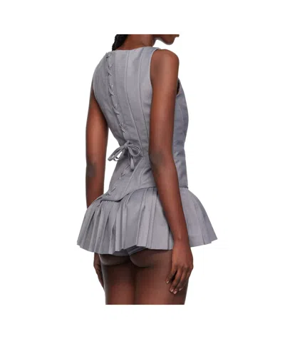 Pushbutton Gray Sleeveless Bustier Top In Gray