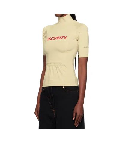 Pushbutton Security Pocket Turtleneck Top In Neutral