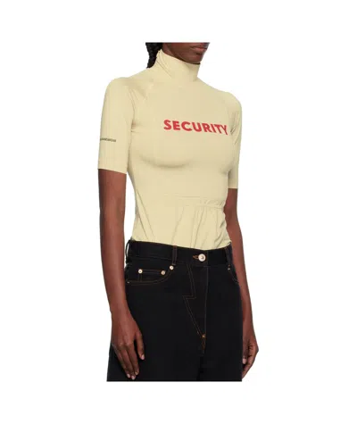 Pushbutton Security Pocket Turtleneck Top In Neutral