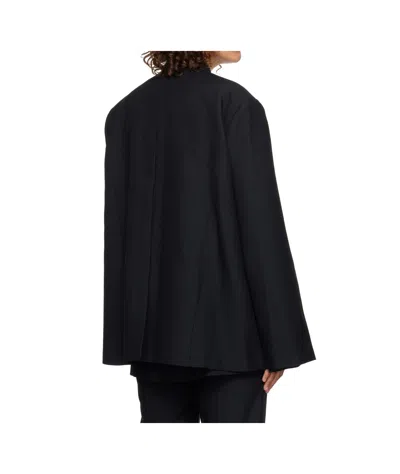 Pushbutton Open Back Cape Suit Jacket In Black
