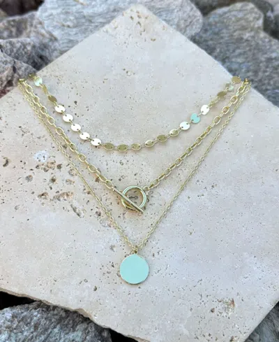 Adornia 14k Gold Plated 3-layer Toggle And Confetti Necklace In Pattern