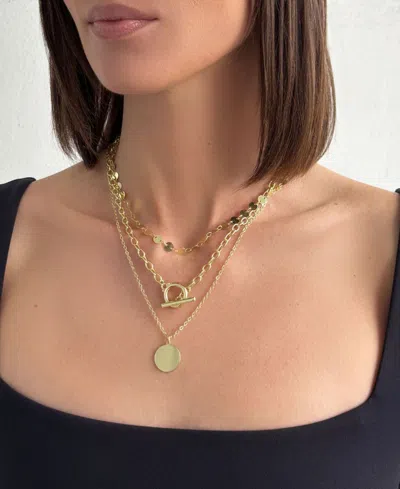 Adornia 14k Gold Plated 3-layer Toggle And Confetti Necklace In Pattern