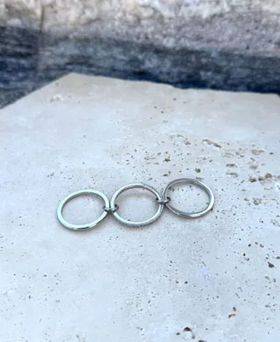 Adornia Silver Plated Cz Connected 3-piece Stack Ring In Gray