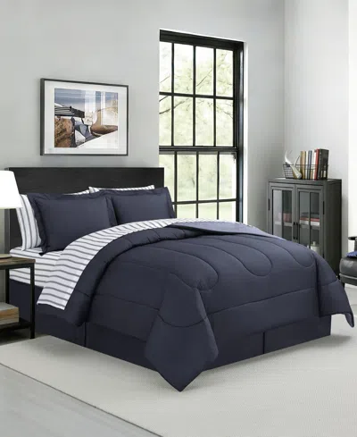 Macy's Drew Reversible 8-pc. Comforter Sets In Blue