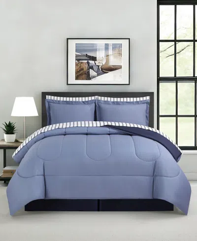 Macy's Drew Reversible 8-pc. Comforter Sets In Blue
