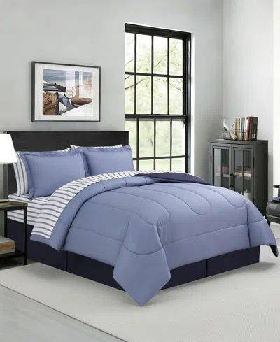 Macy's Drew Reversible 8-pc. Comforter Sets In Blue