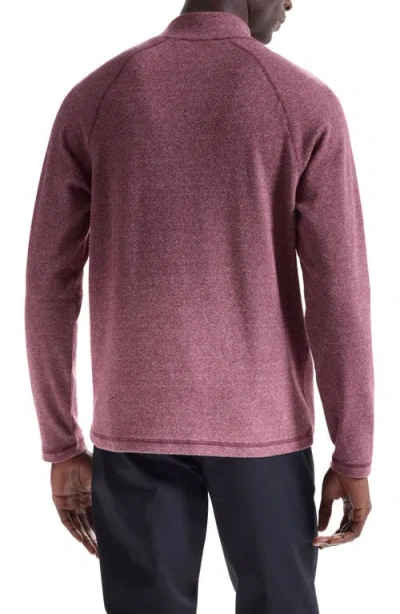Bugatchi Brushed Cotton Blend Quarter Zip Pullover In Burgundy