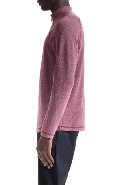 Bugatchi Brushed Cotton Blend Quarter Zip Pullover In Burgundy