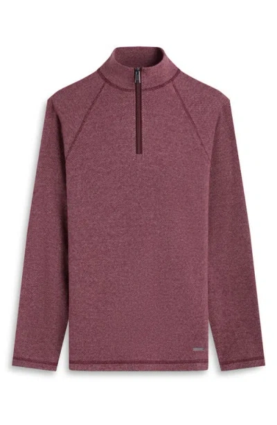 Bugatchi Brushed Cotton Blend Quarter Zip Pullover In Burgundy