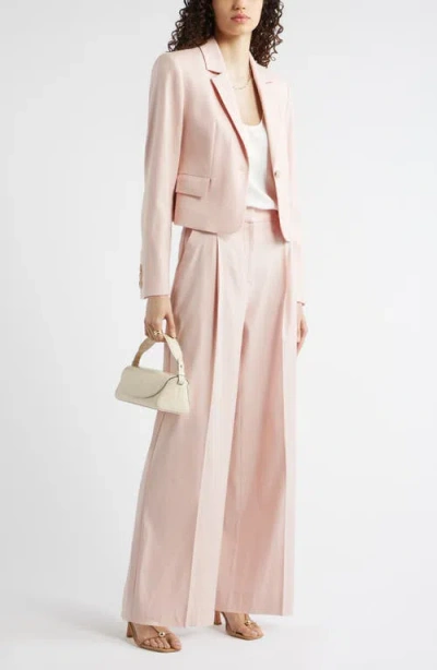 Nordstrom Crop One-button Linen Blend Blazer In Multi