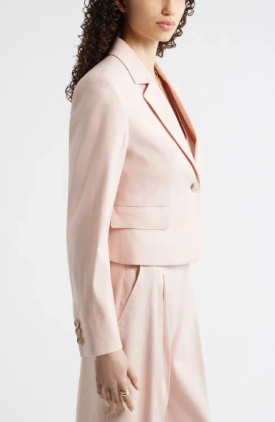 Nordstrom Crop One-button Linen Blend Blazer In Multi