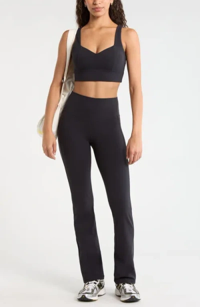 Zella Studio Luxe Piped Bootcut Leggings In Black