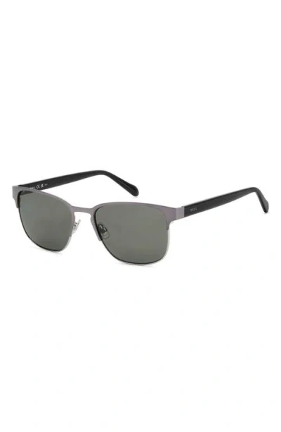 Fossil 56mm Rectangular Sunglasses In Metallic