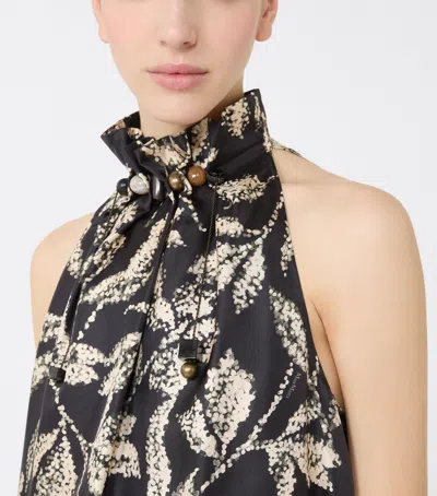 Max Mara Cartone Beaded Floral-print Maxi Dress In Multi