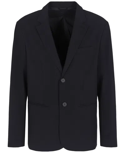 Armani Exchange Men's Solid Notch Lapel Stretch Blazer In Black