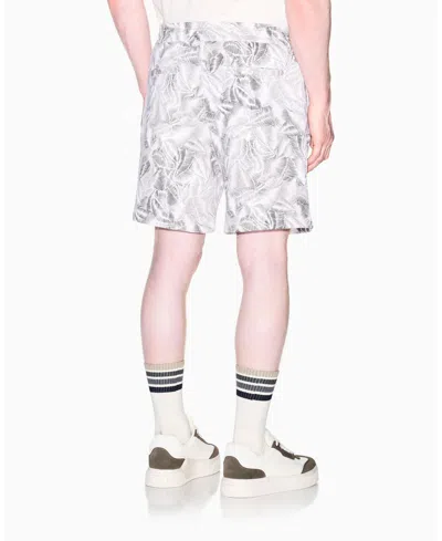 Armani Exchange Leaf-print Drawstring Shorts In Gray
