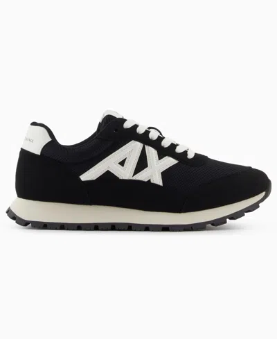 Armani Exchange Logo-detail Mesh Panel Sneakers In Black