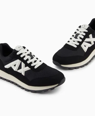 Armani Exchange Logo-detail Mesh Panel Sneakers In Black