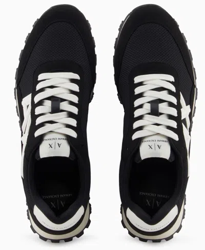Armani Exchange Logo-detail Mesh Panel Sneakers In Black