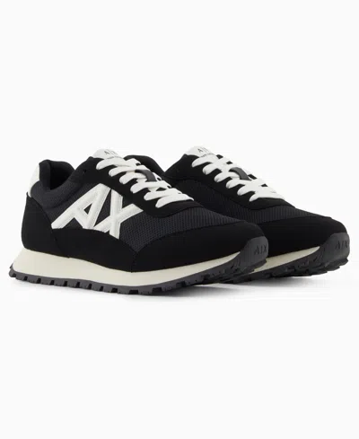Armani Exchange Logo-detail Mesh Panel Sneakers In Black
