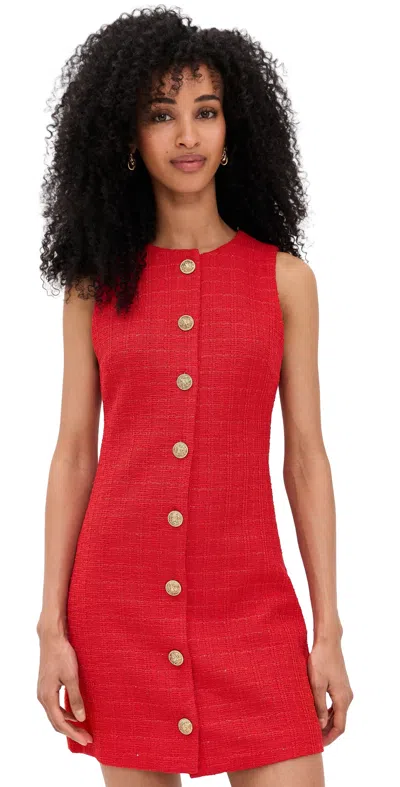 Alice And Olivia Cade Button Front Sleeveless Dress In Red